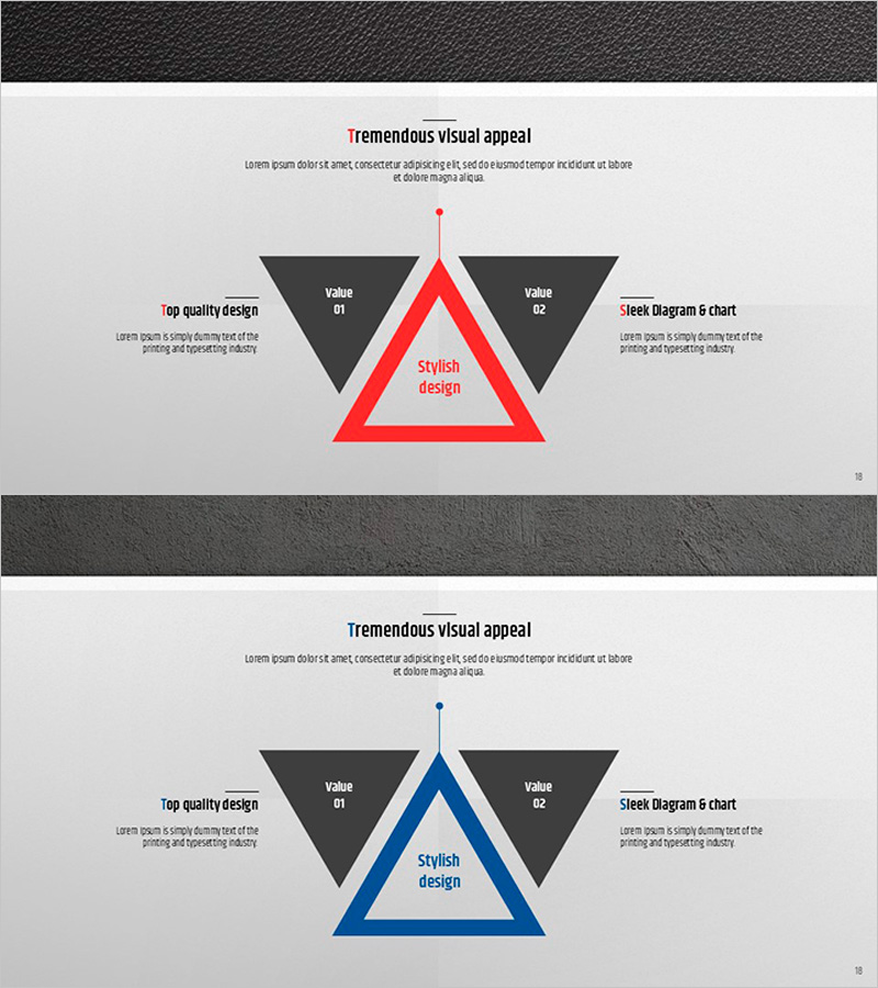 프리미엄 관리 템플릿 삼각형 다이어그램 – 전략과 비전