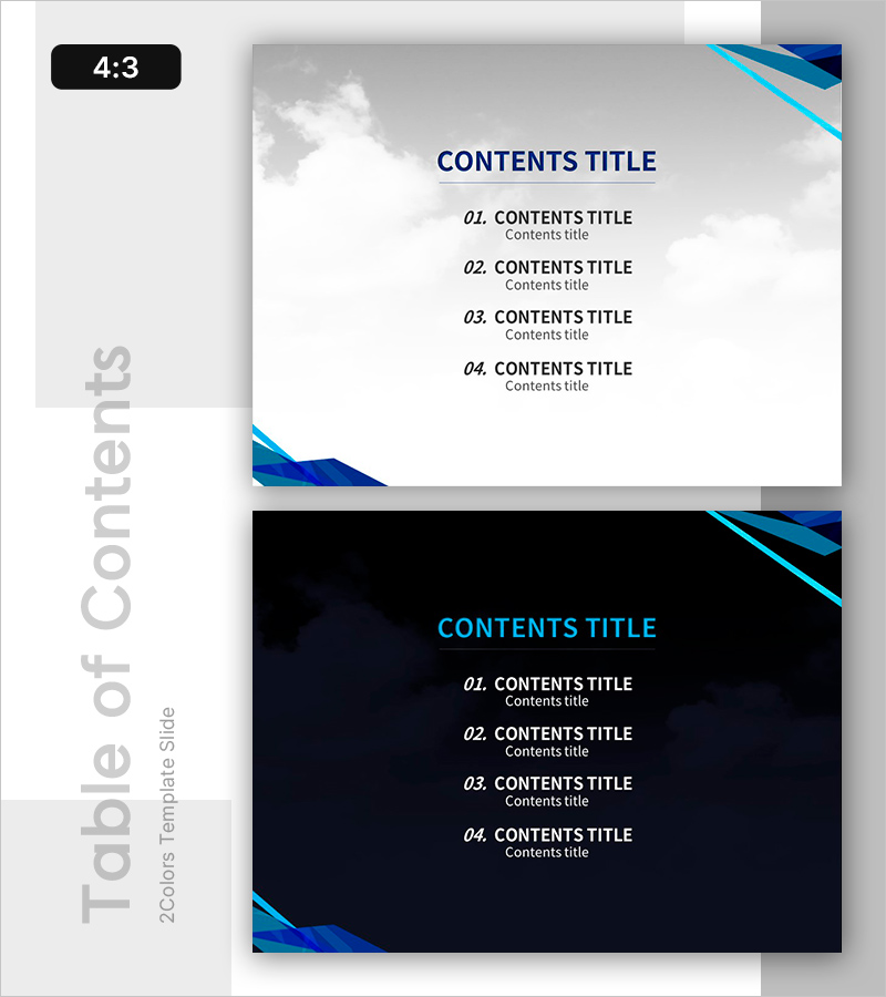 스카이 블루 비즈니스 디자인 PPT 목차