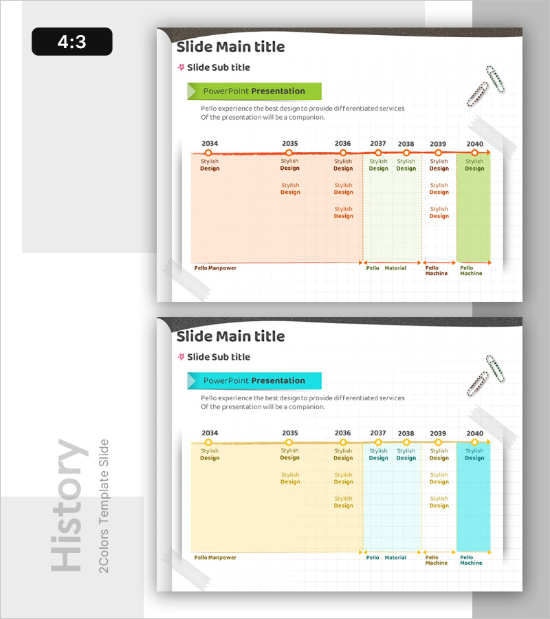 프레젠테이션 서비스를 위한 스타일리시한 타임라인 슬라이드