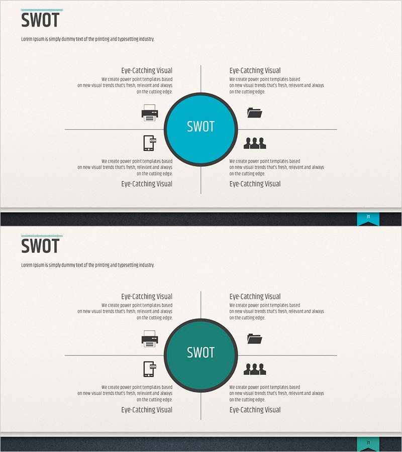 SWOT 분석을 위한 모던 비즈니스 PPT 템플릿