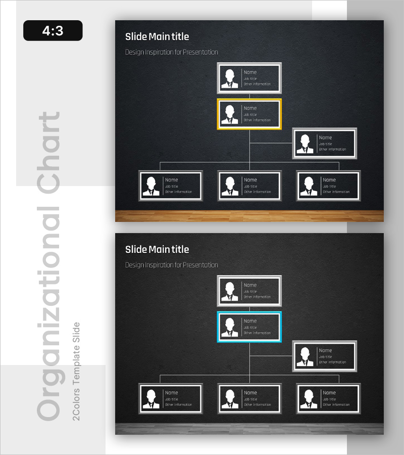 디스플레이 PPT 조직도 – 팀 구조를 시각화한 프레젠테이션