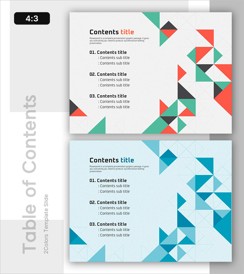 삼각형 패턴배경의 목차 슬라이드