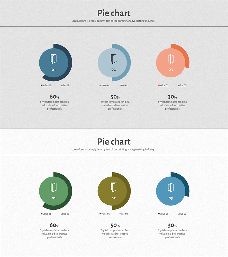 스퀘어 프레임 템플릿 파이차트 – 데이터 시각화의 elegance