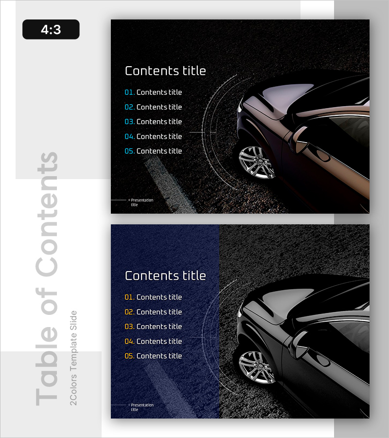모터쇼 전시용 자동차 산업 목차 슬라이드 템플릿