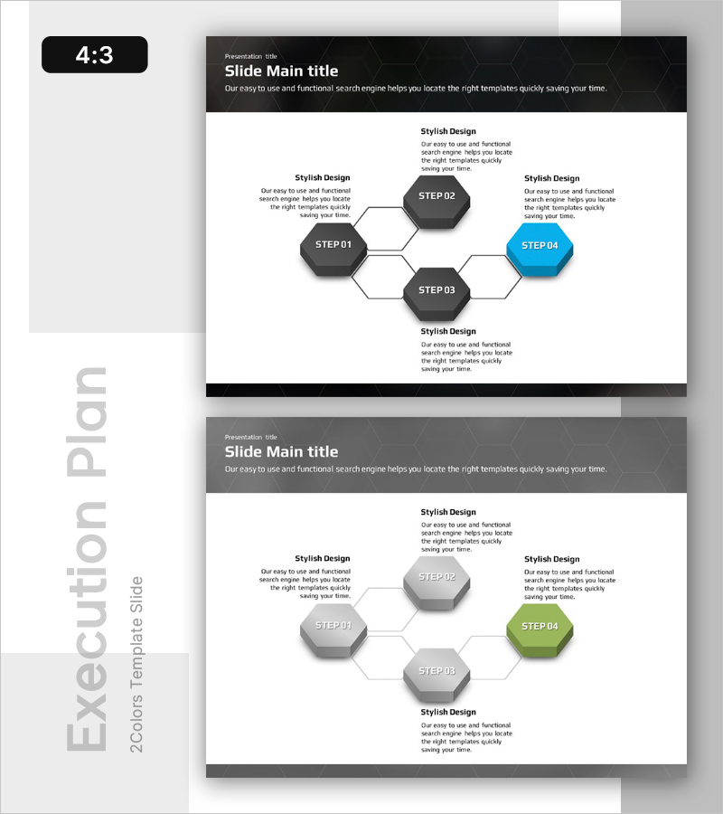4가지 실행 계획을 시각화한 확산 다이어그램 슬라이드