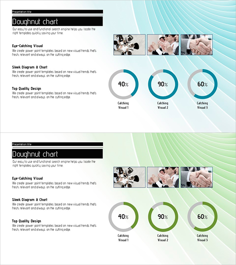 트리플 블루 그린 도넛형 차트 – 시각적 데이터 분석