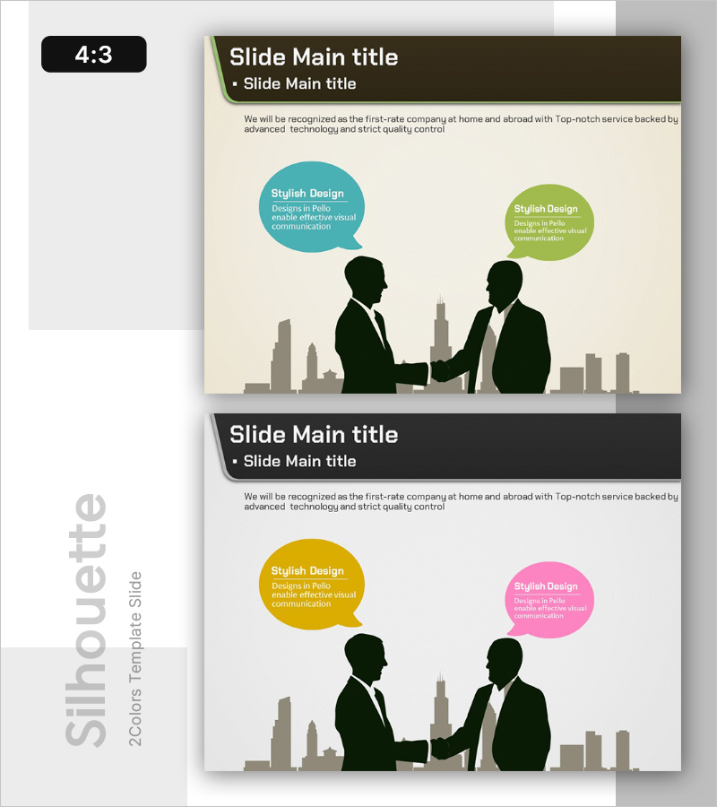 거래 성사 실루엣 슬라이드 – 고객 성공 사례 강조