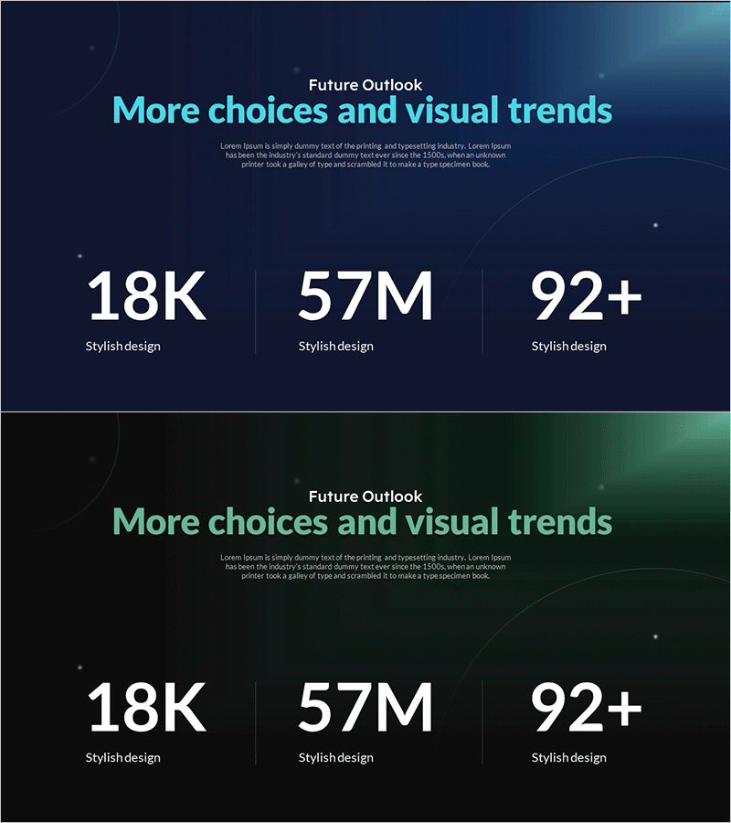 스타일리시 디자인으로 시각적 트렌드를 보여주는 슬라이드