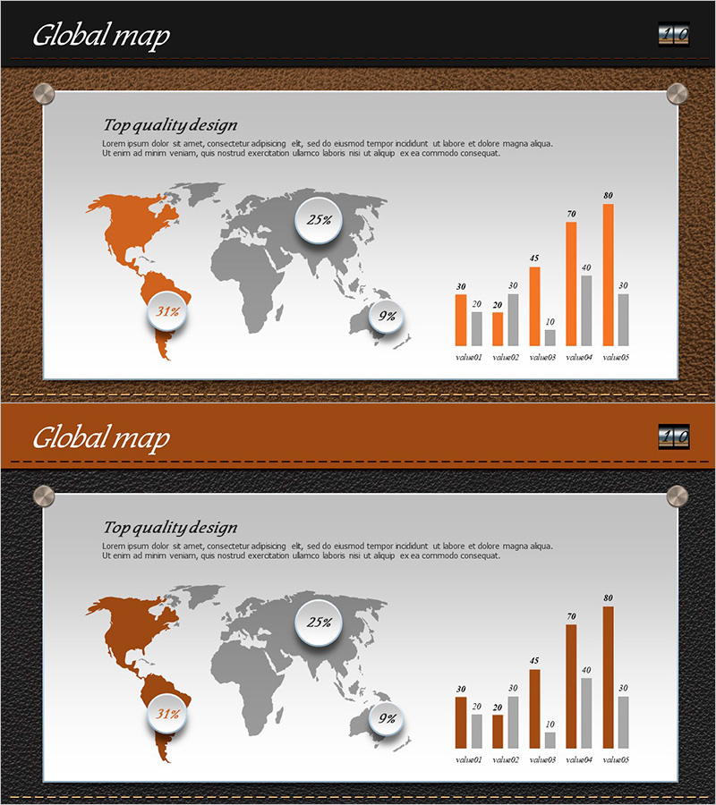 가죽 소재 지도 템플릿 - 글로벌 네트워크 시각화