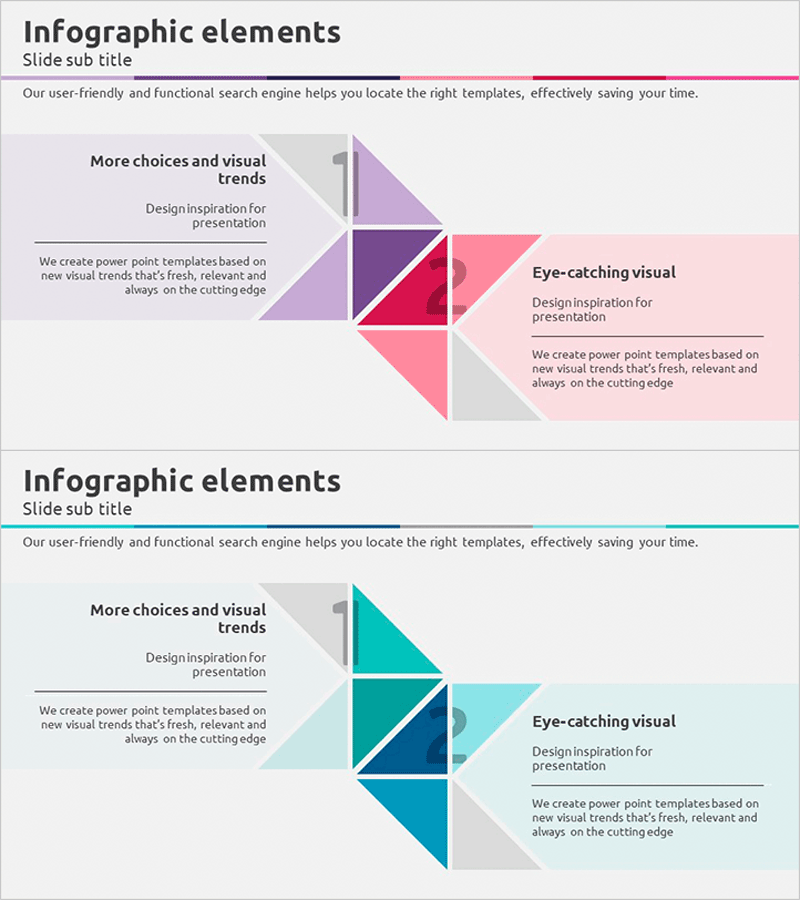 삼각형 패턴 인포그래픽 슬라이드 템플릿 – 전략과 목표