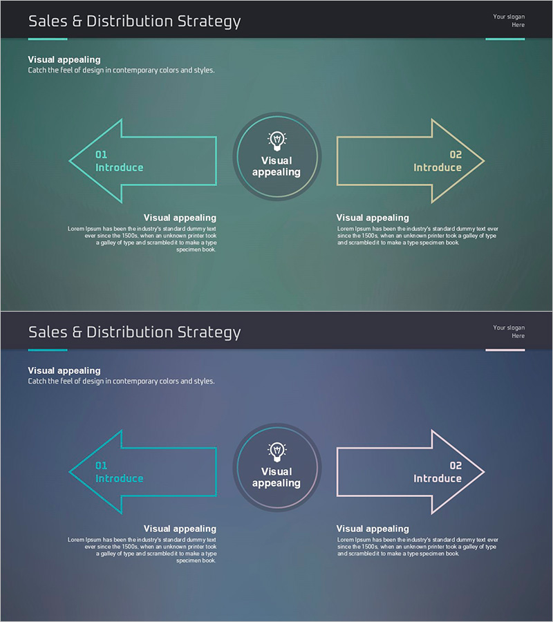아이디어 프레젠테이션 와이드 템플릿 – 다이내믹한 사업 전략