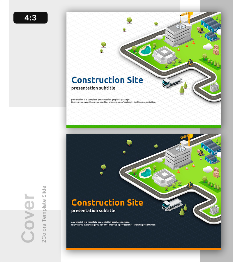 건설 프로젝트 제안용 아이소메트릭 표지 템플릿