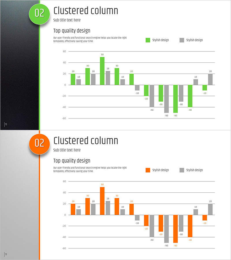 다섯가지 컬러 와이드 템플릿 – 차별화된 그래프 디자인