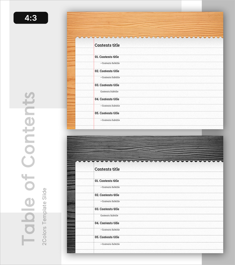 노트 형식의 PPT 목차 – 실용적이고 간결한 디자인