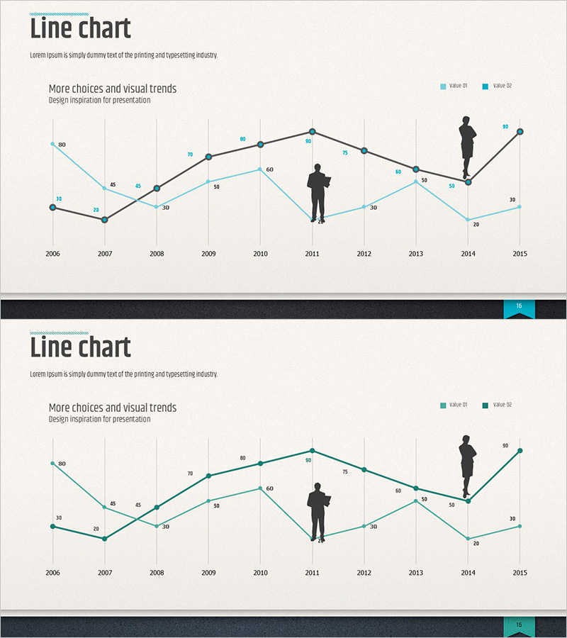 모던 비즈니스 템플릿 꺾은선 그래프