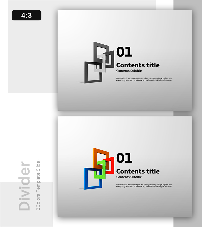 스퀘어 레이아웃 PPT 간지 - 시각적으로 돋보이는 슬라이드 구성