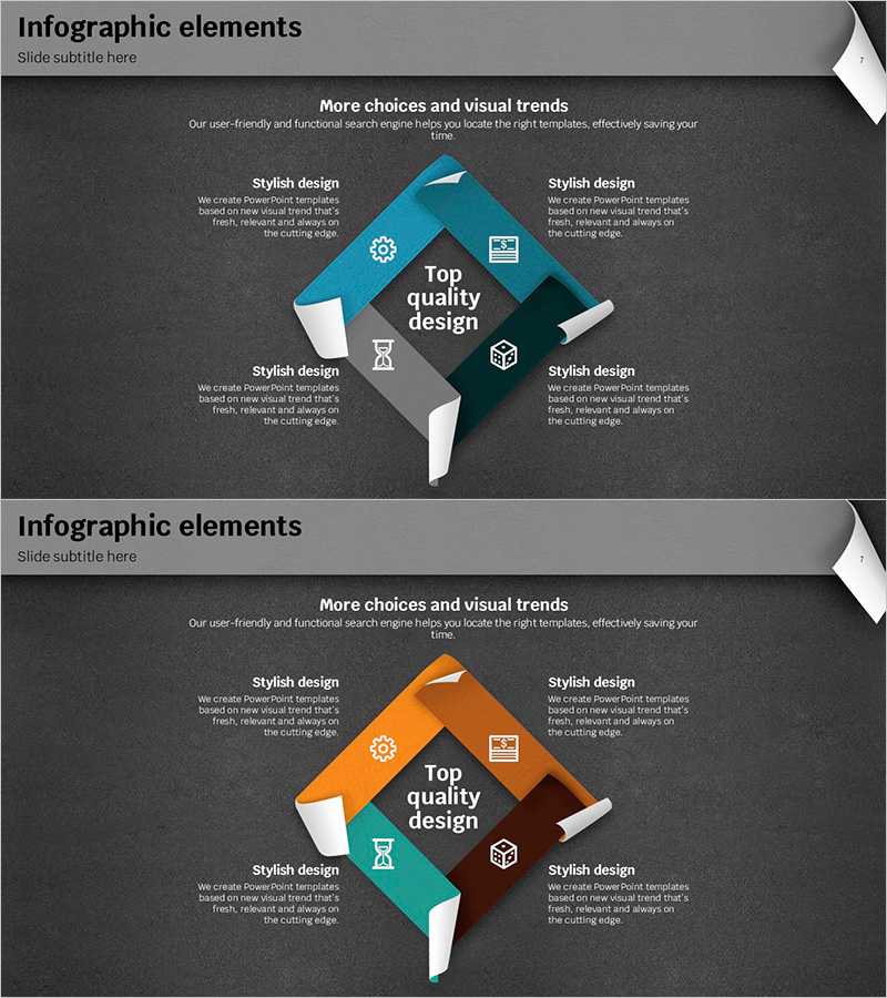 레인보우 페이퍼 템플릿 인포그래픽 요소
