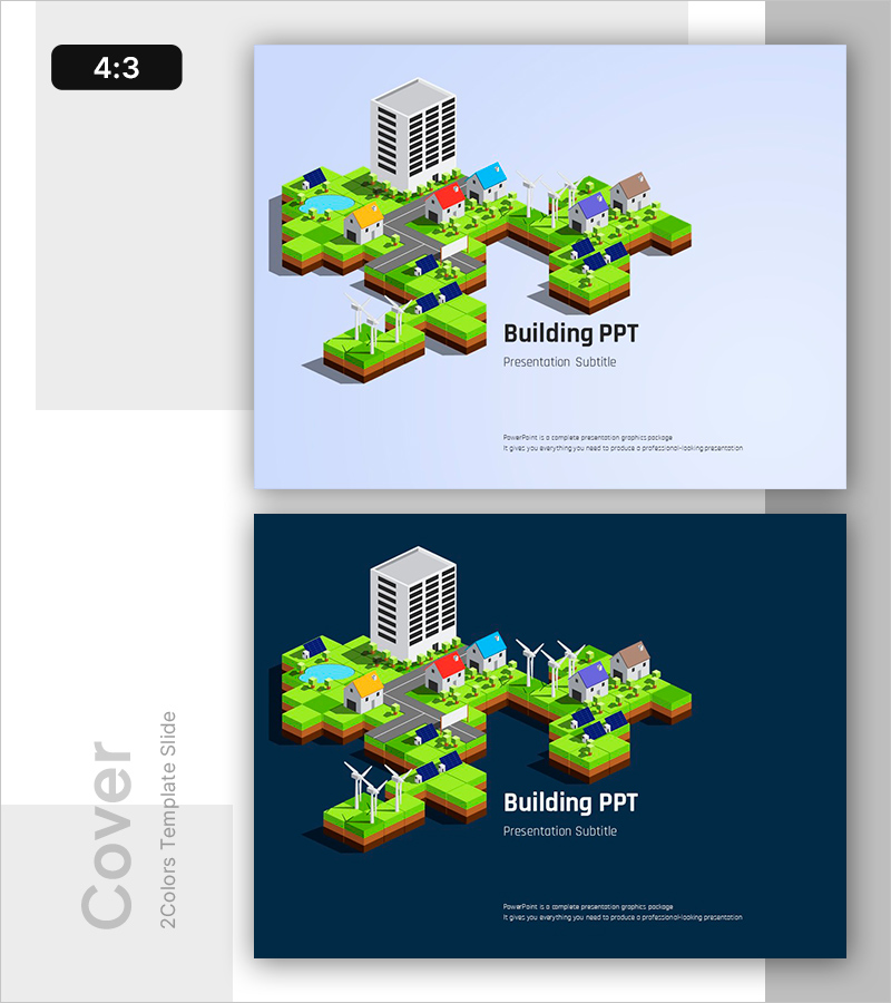 그린 에너지 건물 PPT 표지 – 지속 가능한 도시 계획