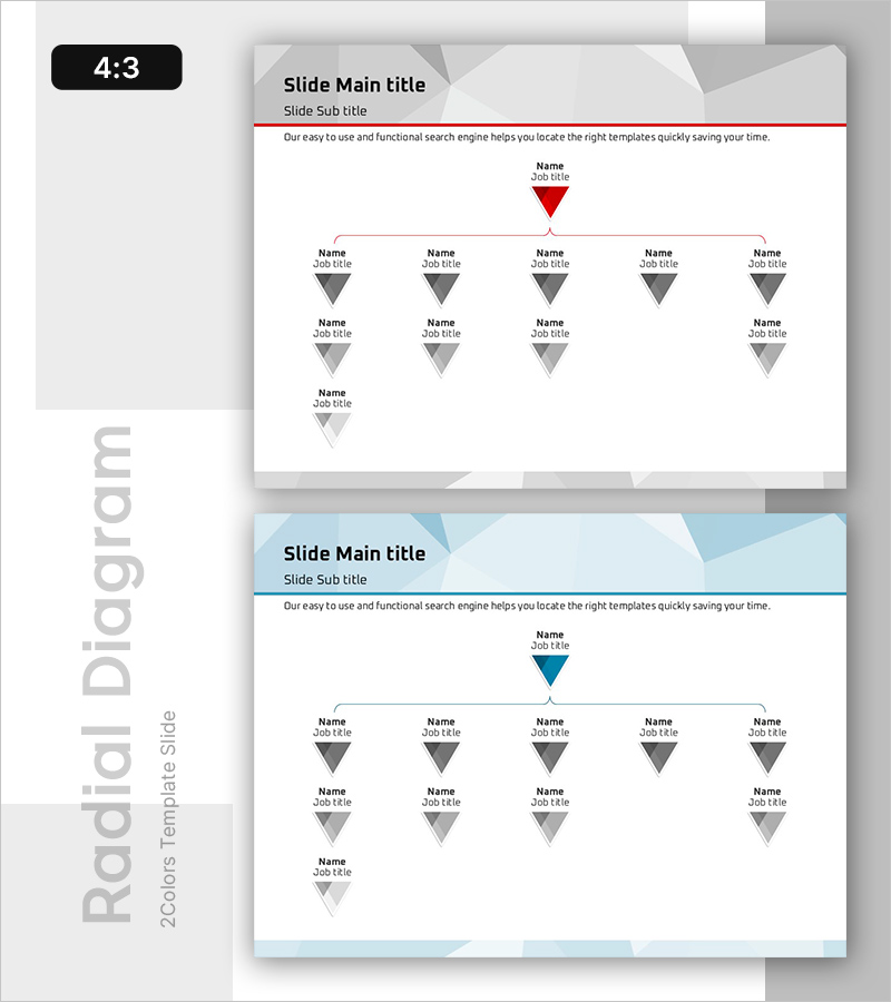 다각형 패턴 PPT 조직도 – 명확한 직급 구분