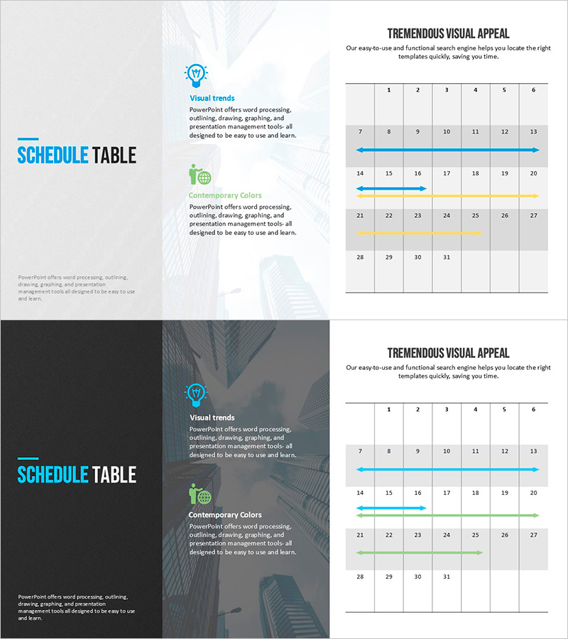 모던 블루 템플릿 일정 테이블