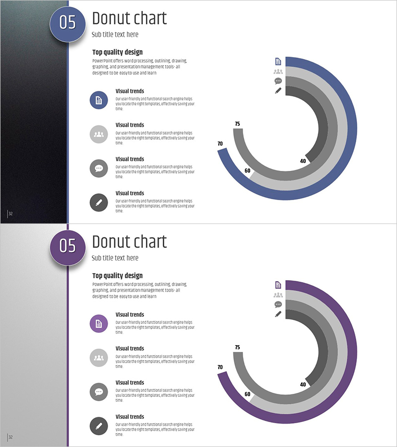 다섯가지 컬러 와이드 템플릿 – 도넛 차트