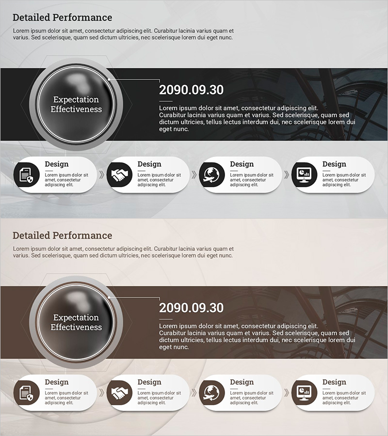 성과 세부 정보를 효과적으로 전달하는 슬라이드 템플릿