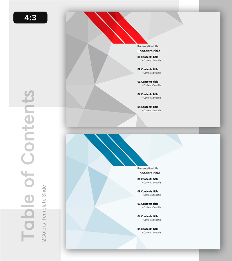 다각형 패턴 PPT 목차 – 명확하고 시각적으로 뛰어난 구성