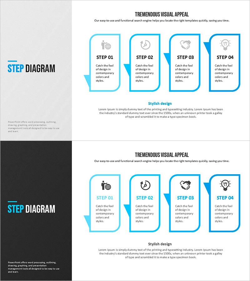 Modern Blue Presentation Step Diagram