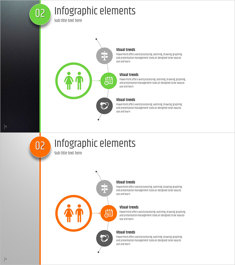 인포그래픽 요소를 활용한 다섯가지 컬러 와이드 PPT 템플릿