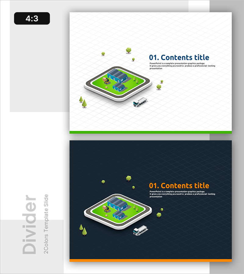 건설 프로젝트 제안용 아이소메트릭 PPT 간지 – 전문성과 창의성 결합