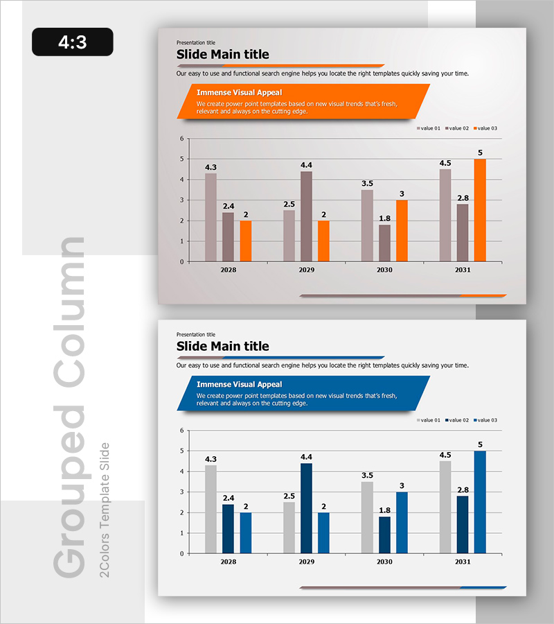 세련된 비교형 세로막대 그래프 – 시장현황과 성과 비교