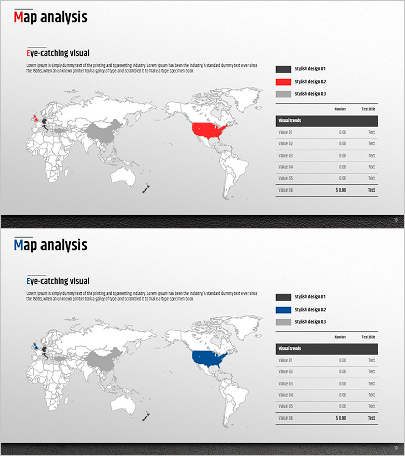 프리미엄 관리 PPT 템플릿: 지도 분석 - 시장 및 경쟁사 분석