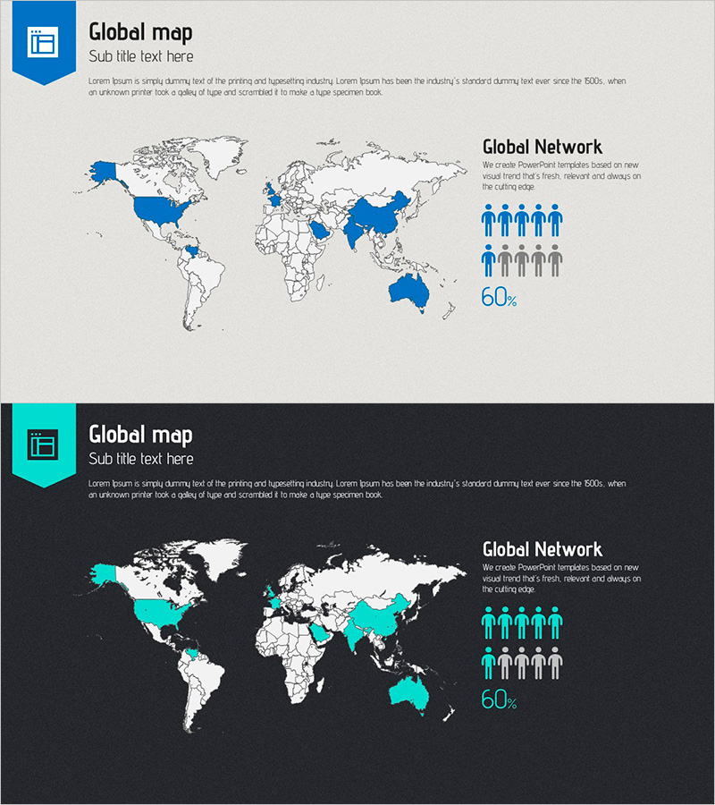무료 온라인 템플릿 글로벌 맵 – 시장 및 고객 분석 시각화