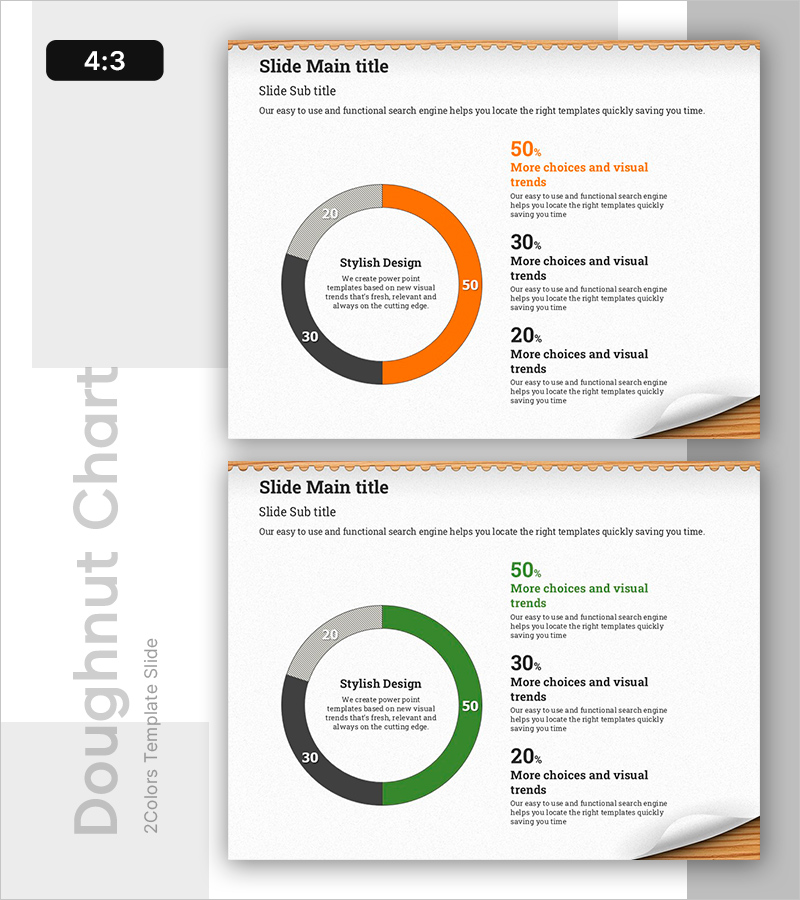 3가지 항목의 도넛 차트 – 한눈에 보는 데이터
