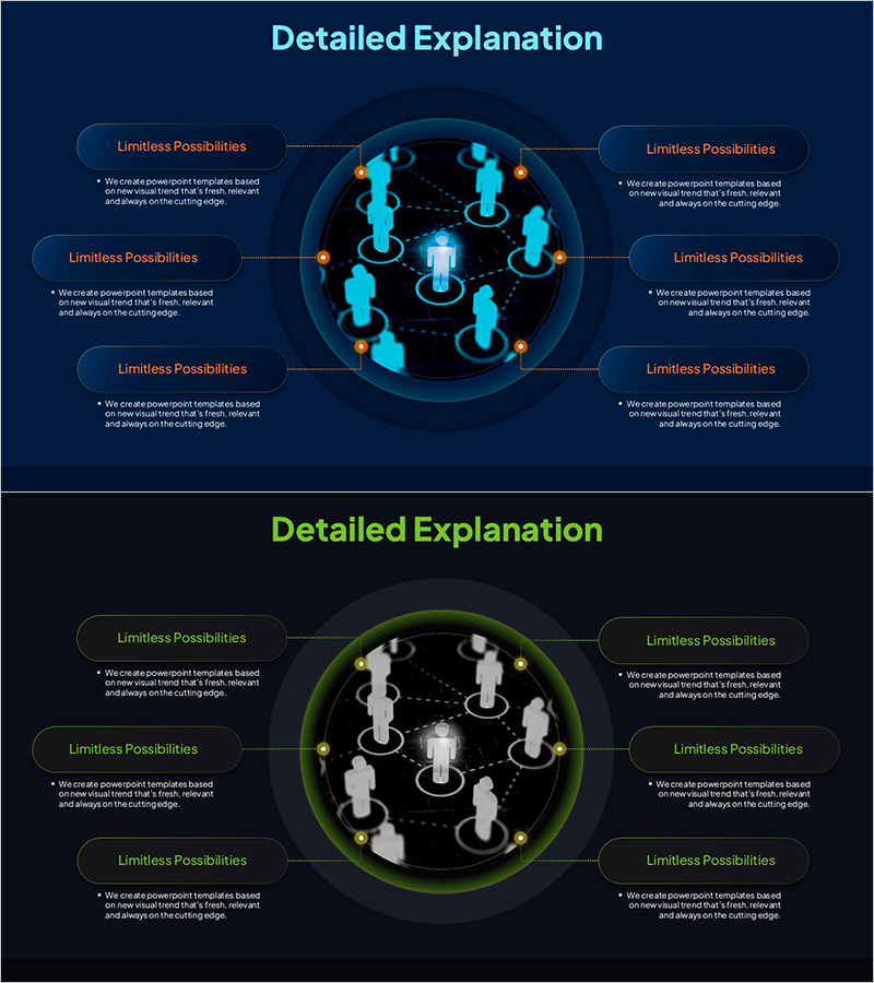 커뮤니케이션의 무한 가능성을 표현한 슬라이드 템플릿