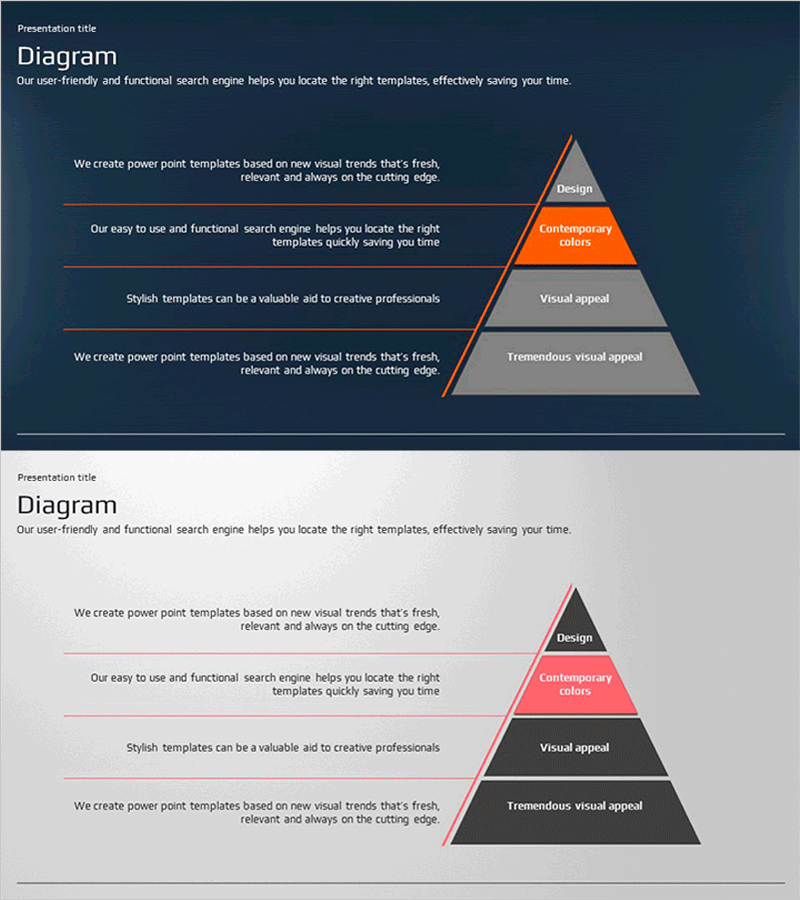 글로벌 비즈니스 플랜을 위한 피라미드 다이어그램 템플릿
