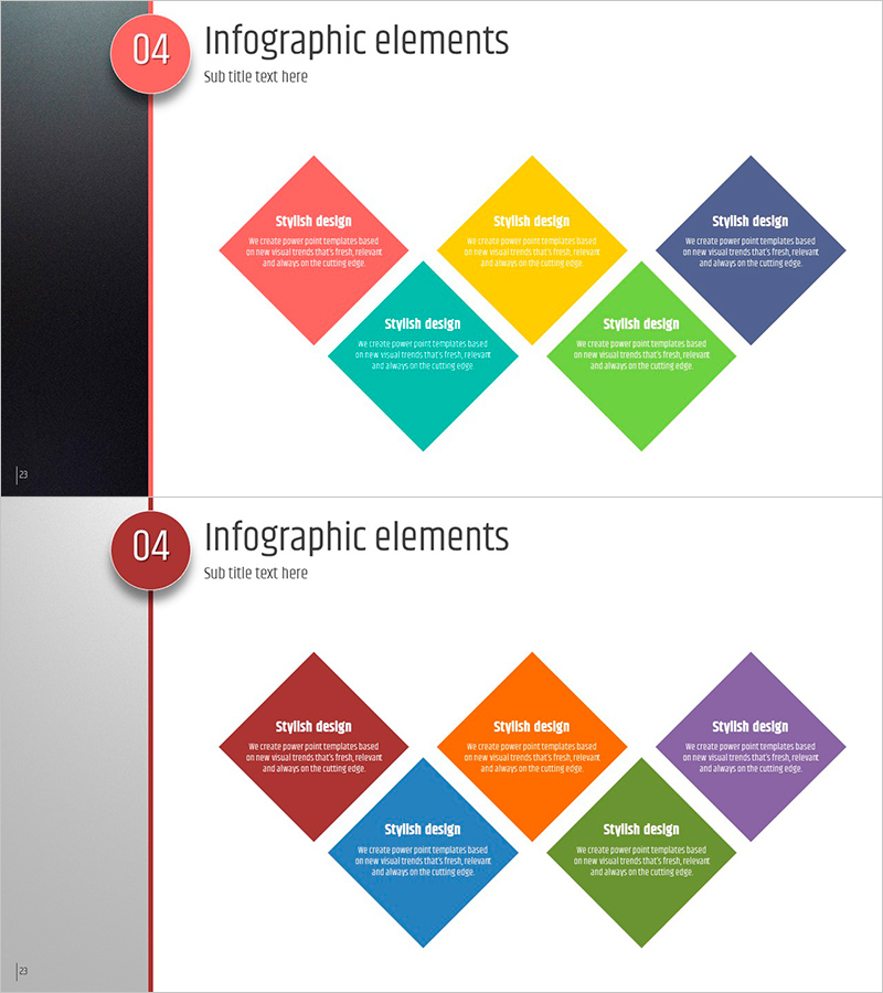 다섯가지 컬러 인포그래픽 템플릿 – 사업 비전과 전략