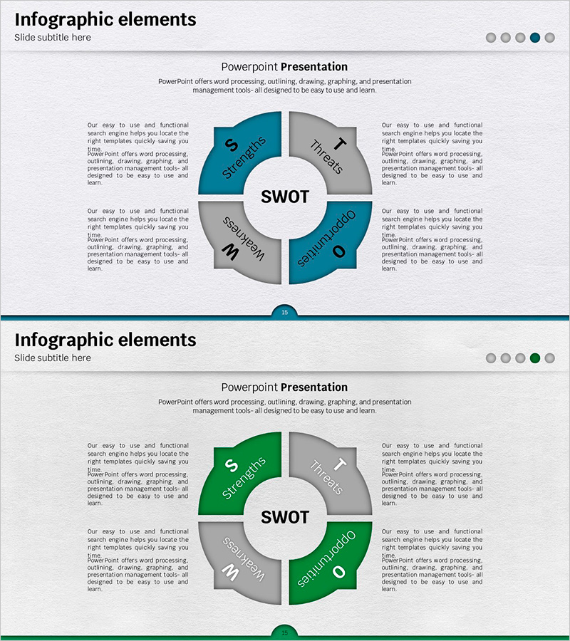 SWOT 분석을 위한 레인보우 템플릿 - 경쟁력 있는 전략 수립