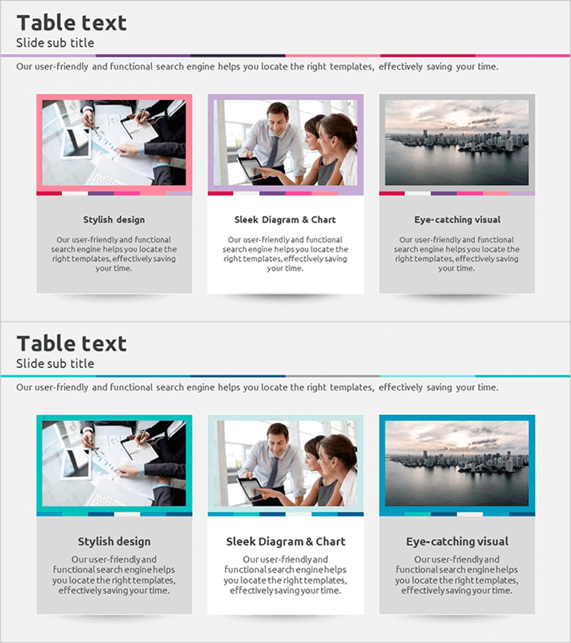삼각형 패턴의 와이드 테이블 PPT 템플릿 – 회사 및 서비스 소개에 적합