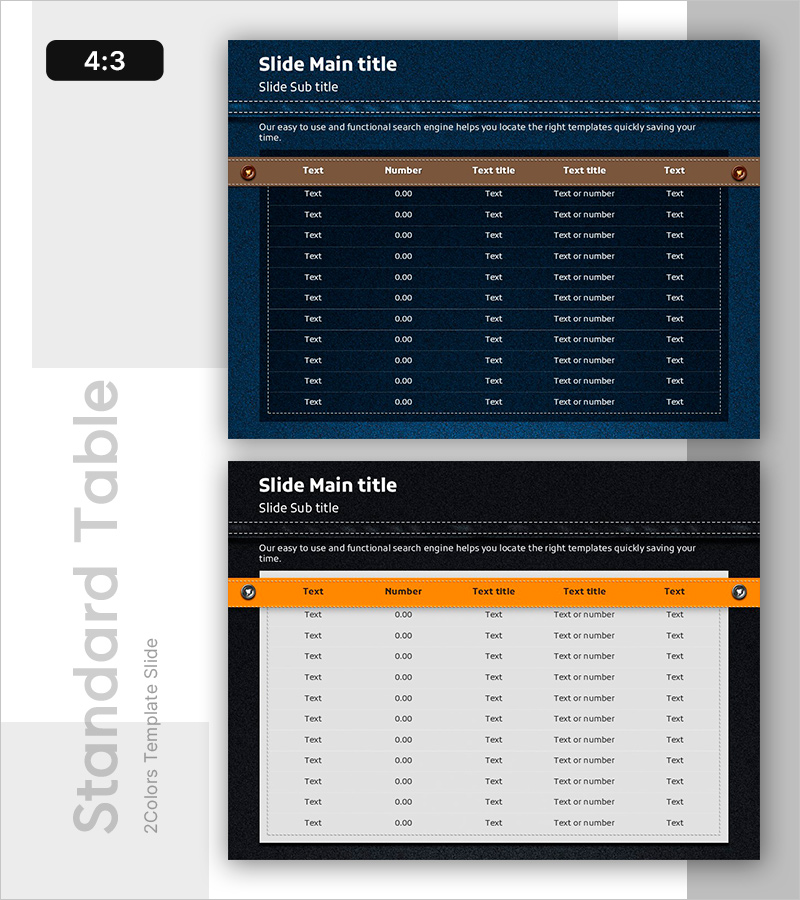 데님 PPT 테이블 차트 – 재무 성과를 명확하게