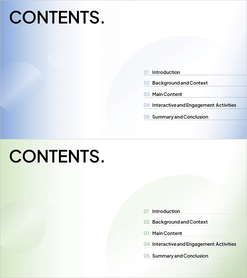 교육세미나 파스텔 그라데이션 템플릿 목차