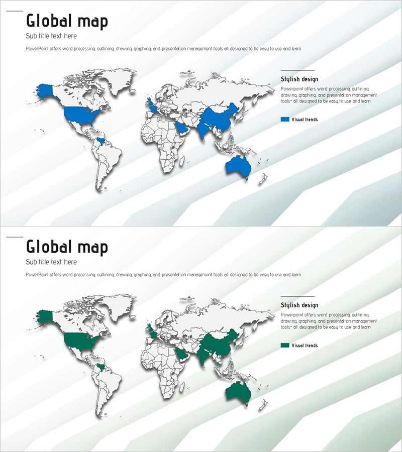 구조 프레젠테이션 템플릿 지도 – 고객과 글로벌 네트워크