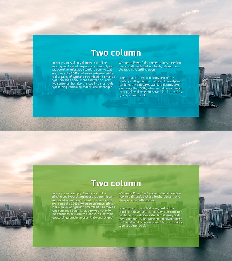 비지니스 숲 와이드 템플릿 – 두 개의 열로 나누기