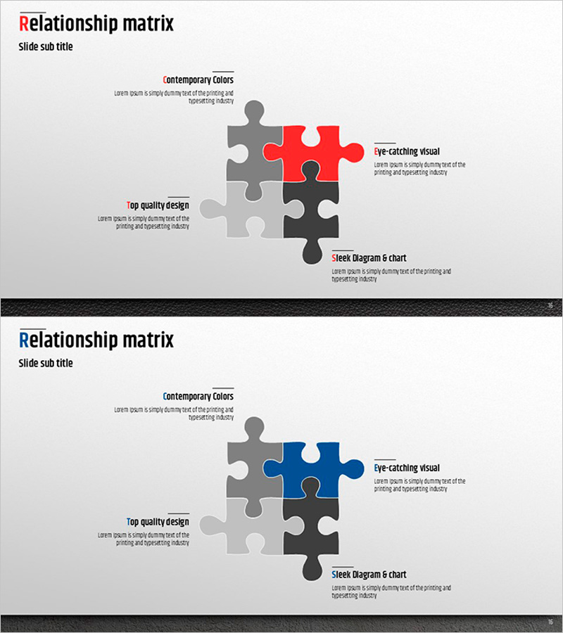 프리미엄 관리 템플릿 퍼즐 다이어그램 – 전략적 연결