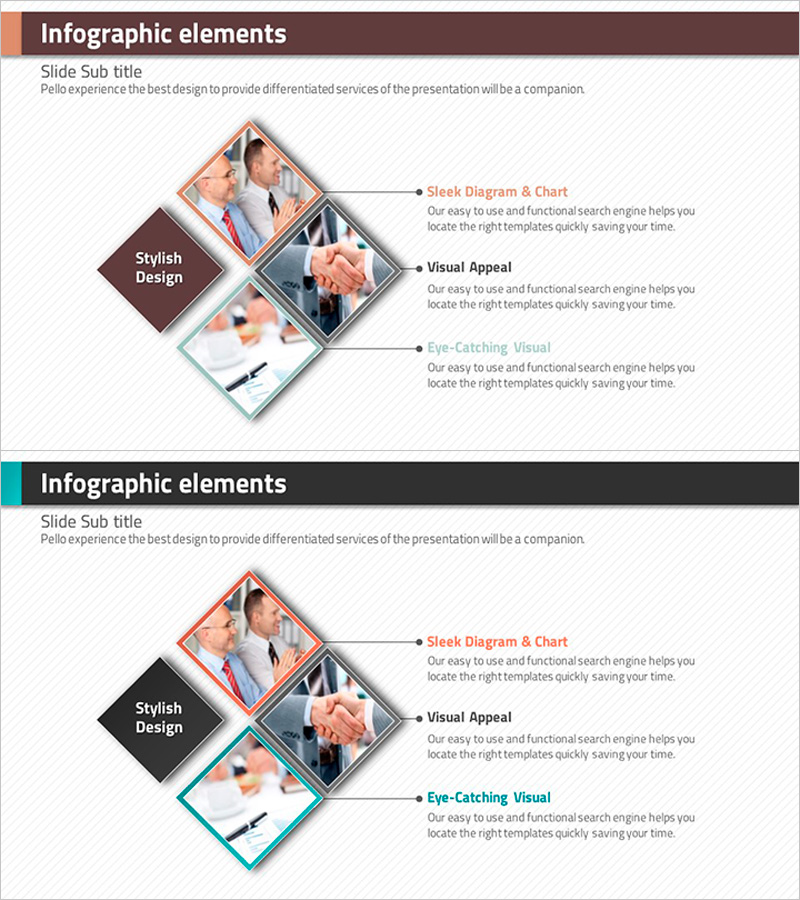 마름모 템플릿 인포그래픽 – 사업 비전과 전략 설명