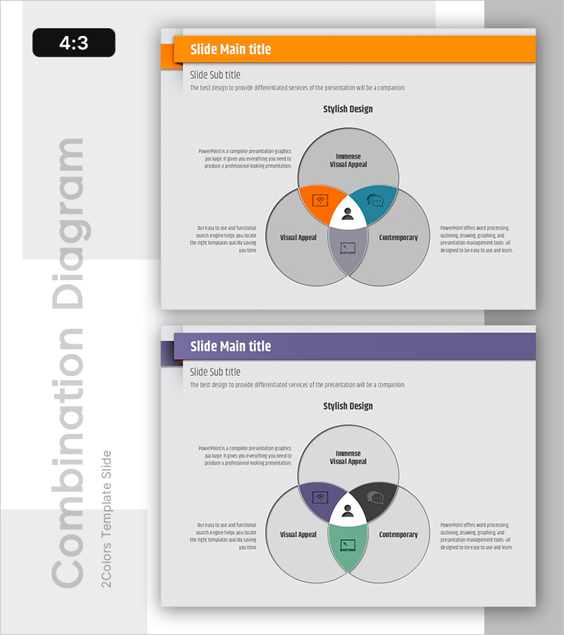 비교 다이어그램을 통한 세련된 디자인 프레젠테이션
