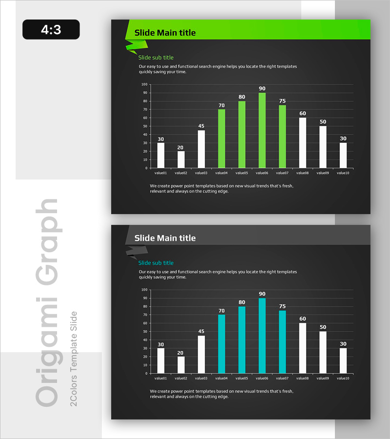데이터 비교를 위한 세로 막대그래프 슬라이드 – 미래 지향적