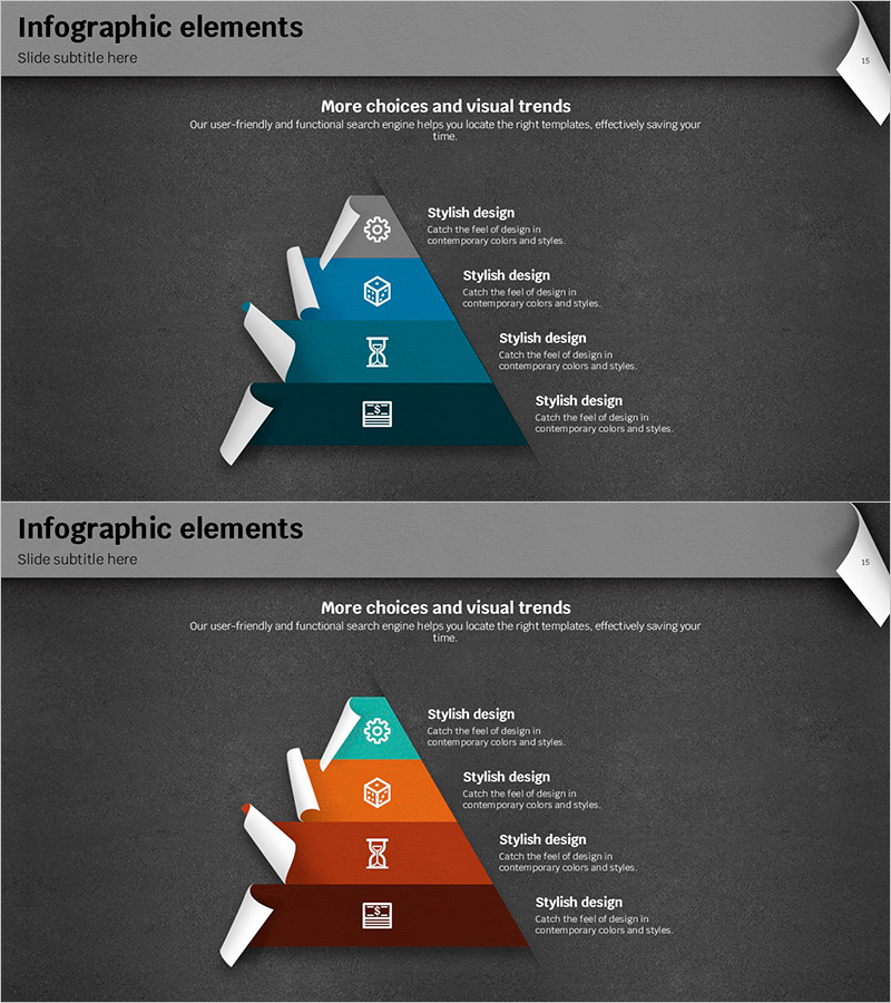 레인보우 페이퍼 템플릿 인포그래픽 요소5