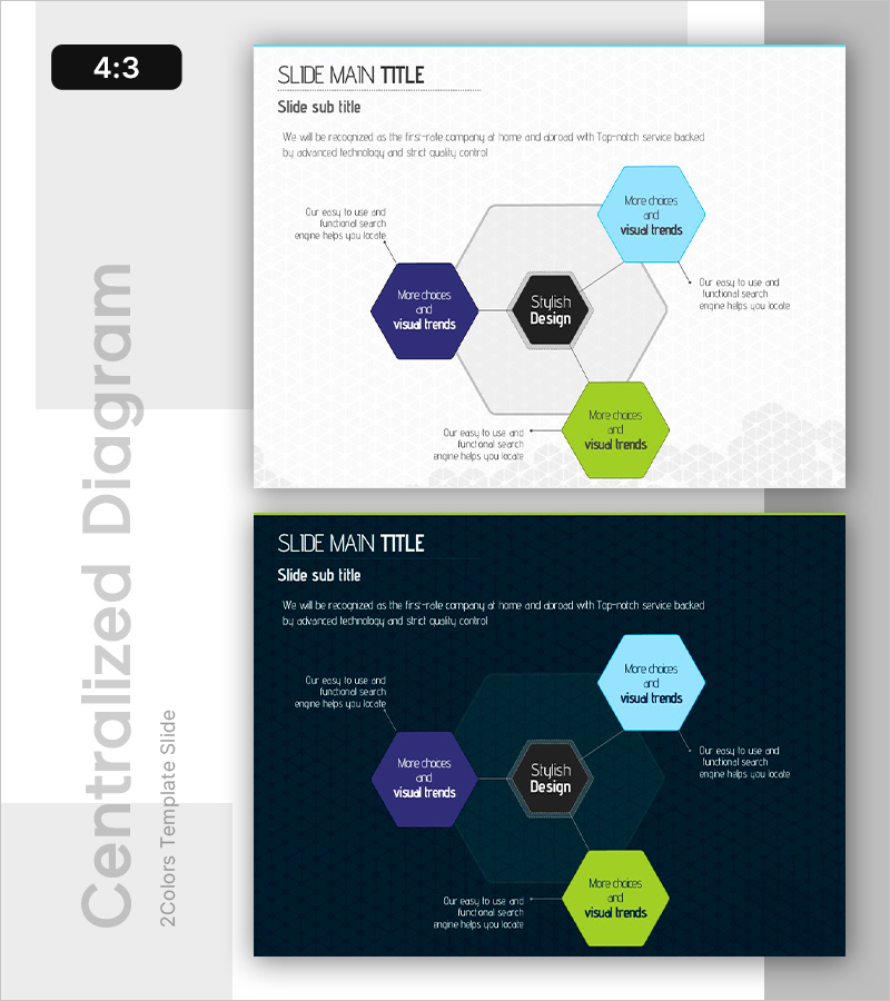 육각형 연결 인포그래픽 – 기술부문 및 서비스 구성