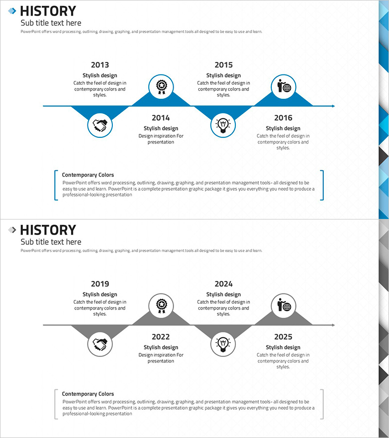 추상패턴 템플릿 연혁 – 세련된 흐름으로 시각화